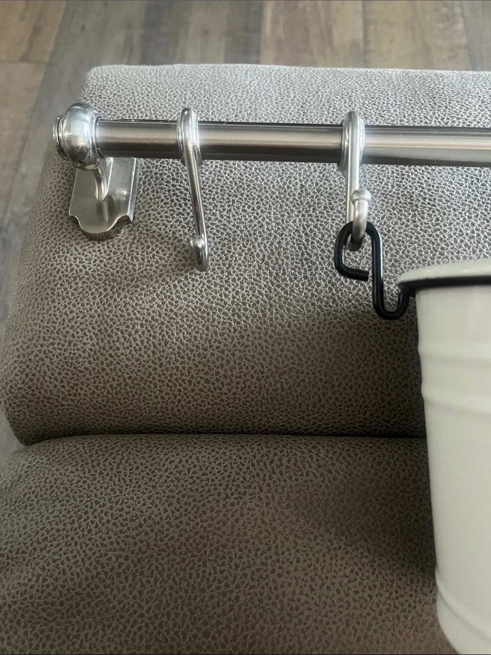 IKEA White Enamel finish ~Wall-Mount Planter with brushed Silver Rail & Hooks